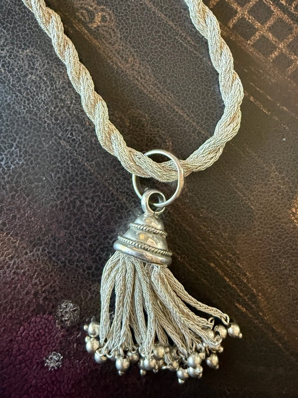 Vintage ILARIA Peru Signed Sterling Silver Tassel Statement Necklace
